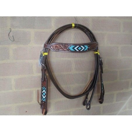 western bridle beaded ri544 antique - Western Bridles and breastplates