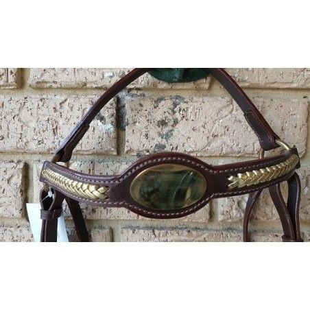 Barcoo bridle ri8 barcoo with platted brow band gold face plate - Stockman bridles and breastplate