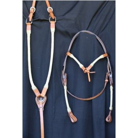 Western bridle breastplate set platted raw hide - Western Bridles and breastplates